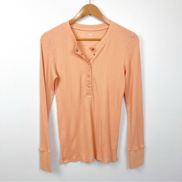 Aerie Peach Button Down Long Sleeve Top - Picture 1 of 5